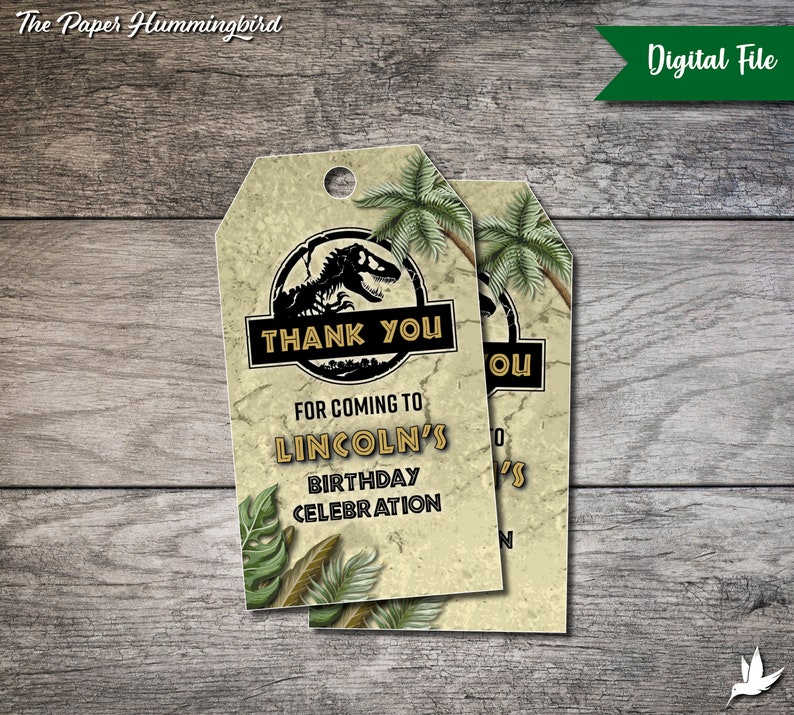 Jurassic World Favor Tags Jurassic Park Birthday Thank You - Etsy
