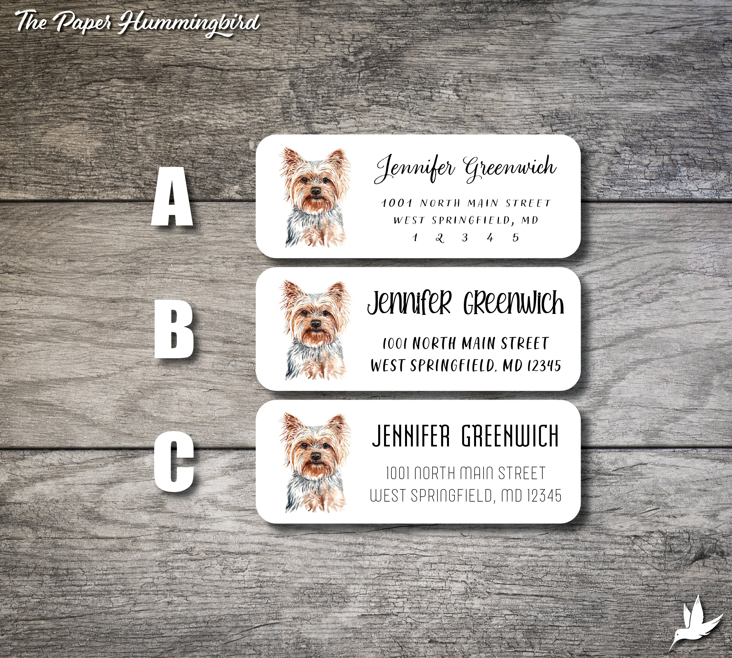 Yorkshire Terrier Return Address Labels 001, Yorkie Label Personalized ...