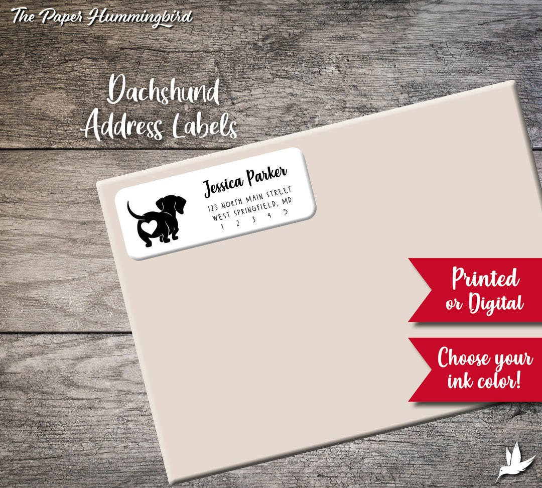 Personalized Address Labels - Dachshund Dog Design (Pack Of 30) - Premium Labels