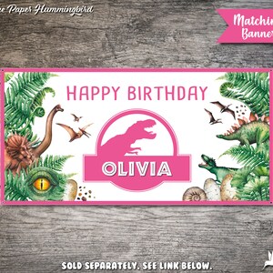 Jurassic Food Labels Pink Jurassic Party Birthday Tent Card Girl ...