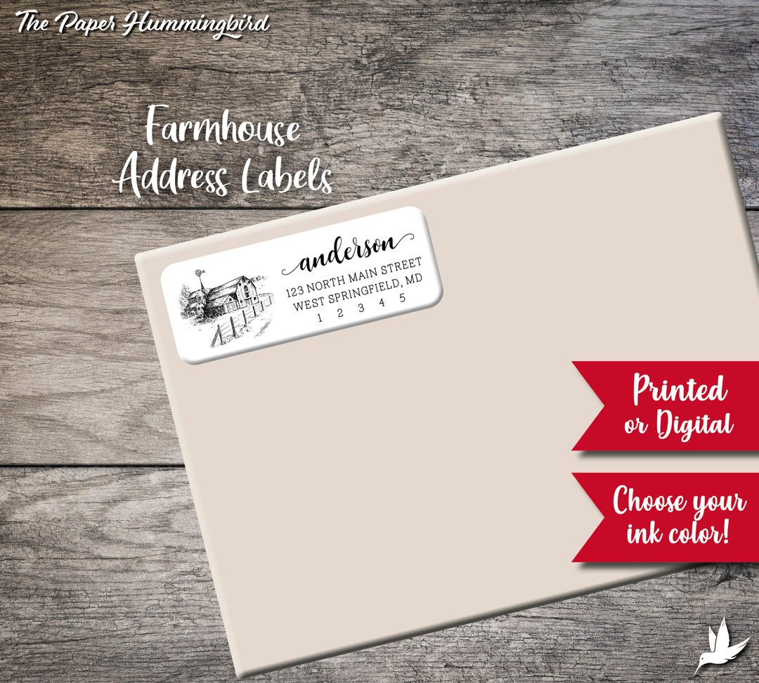 Farmhouse Return Address Labels 001 Rustic Barn Label Personalized ...