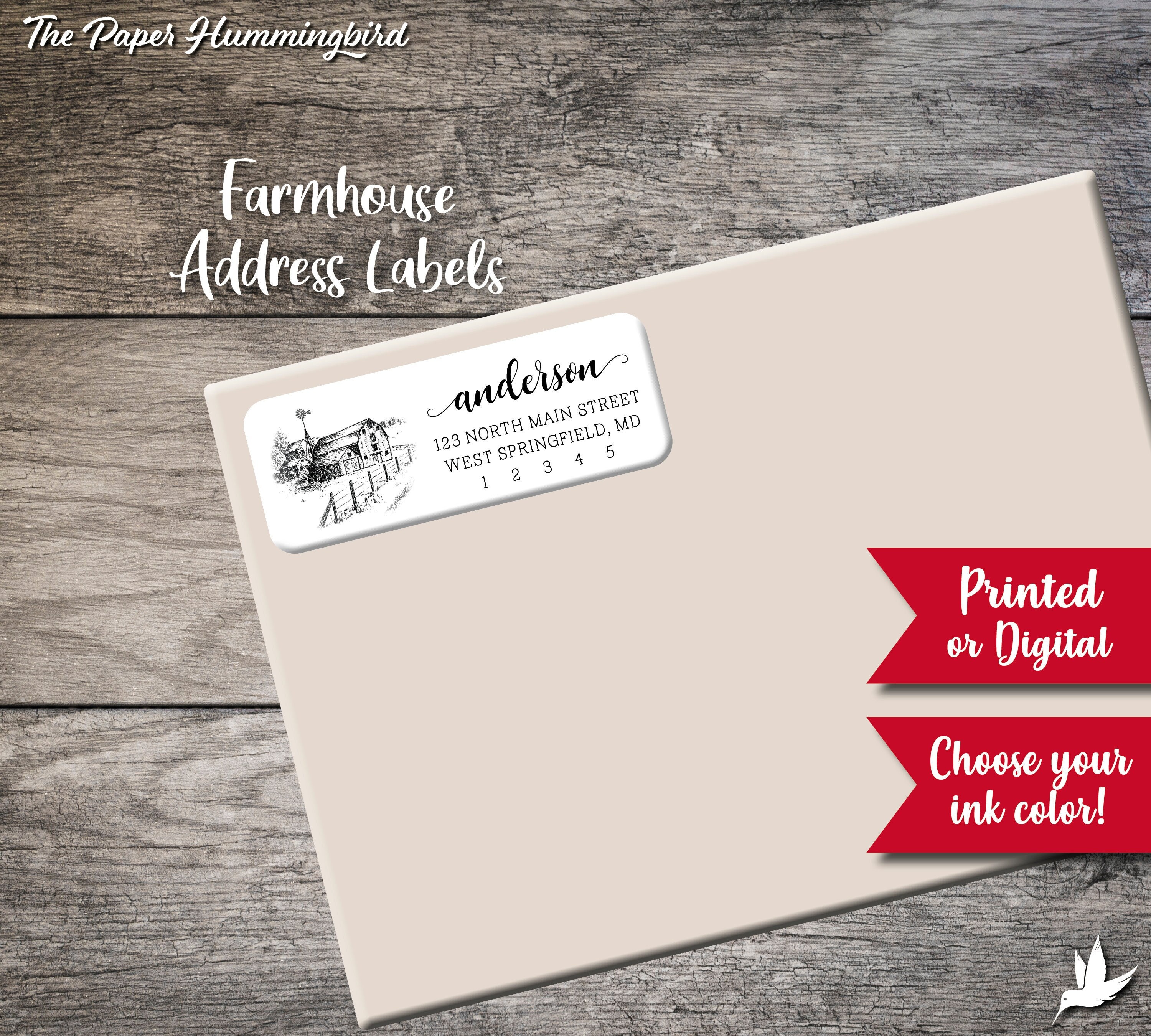Rustic Address Lables Farmhouse Return Address Labels 001 Rustic Barn Label Personalized ...