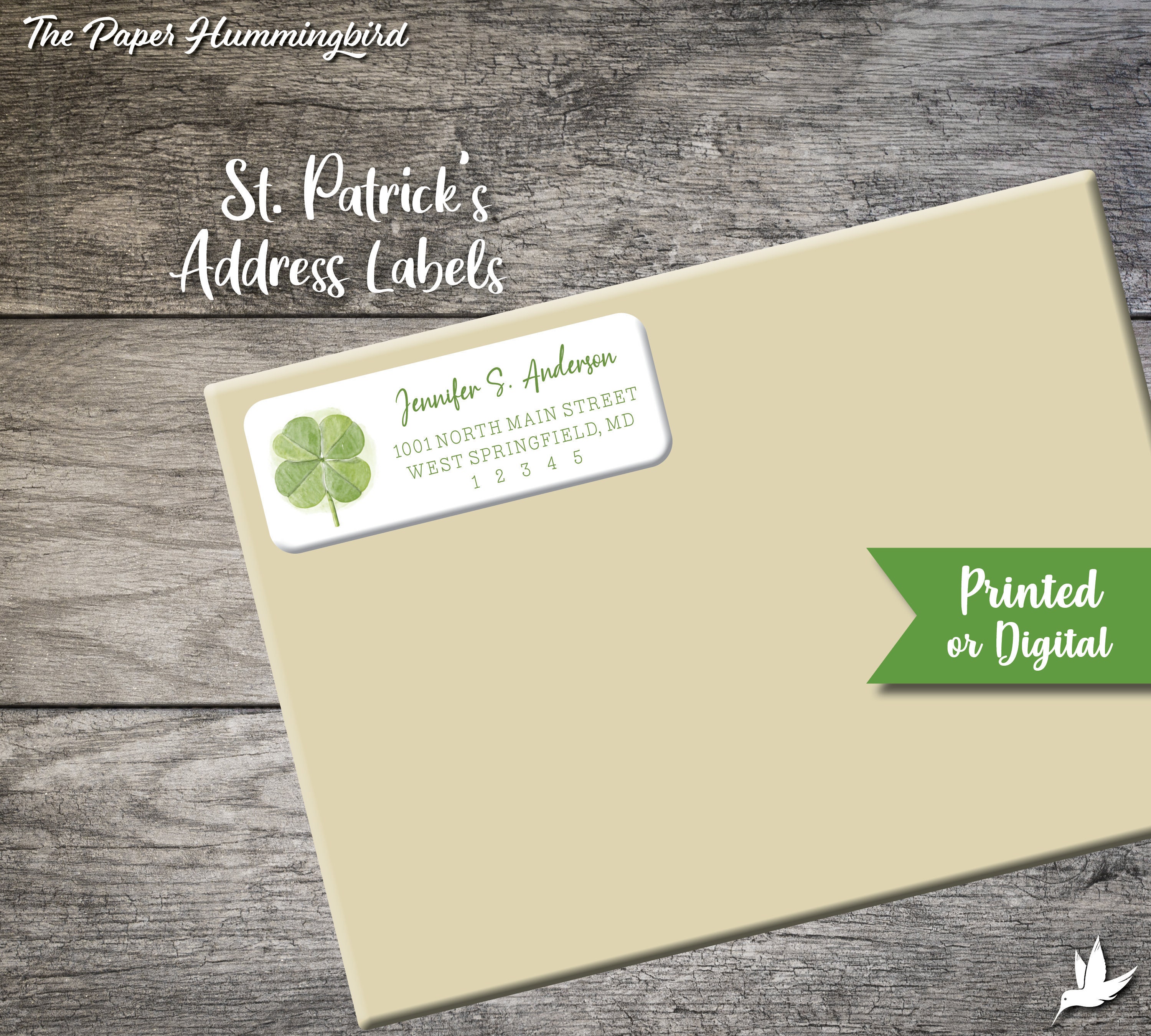 Four Leaf Clover Return Address Labels 003 Watercolor St. Etsy UK