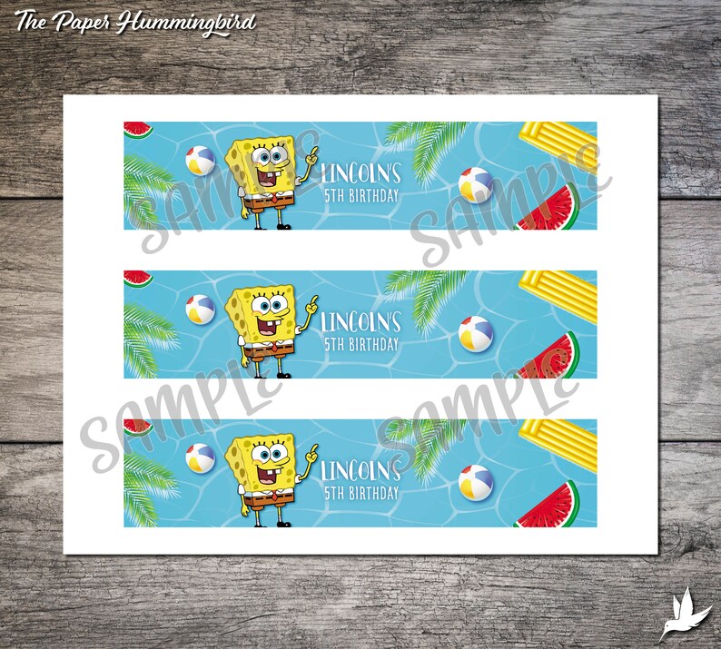 Spongebob Squarepants Water Bottle Labels Printable Spongebob Etsy