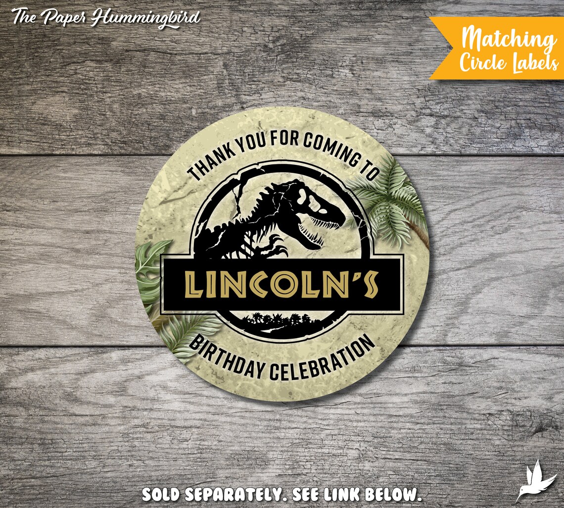 Jurassic World Favor Tags Jurassic Park Birthday Thank You | Etsy