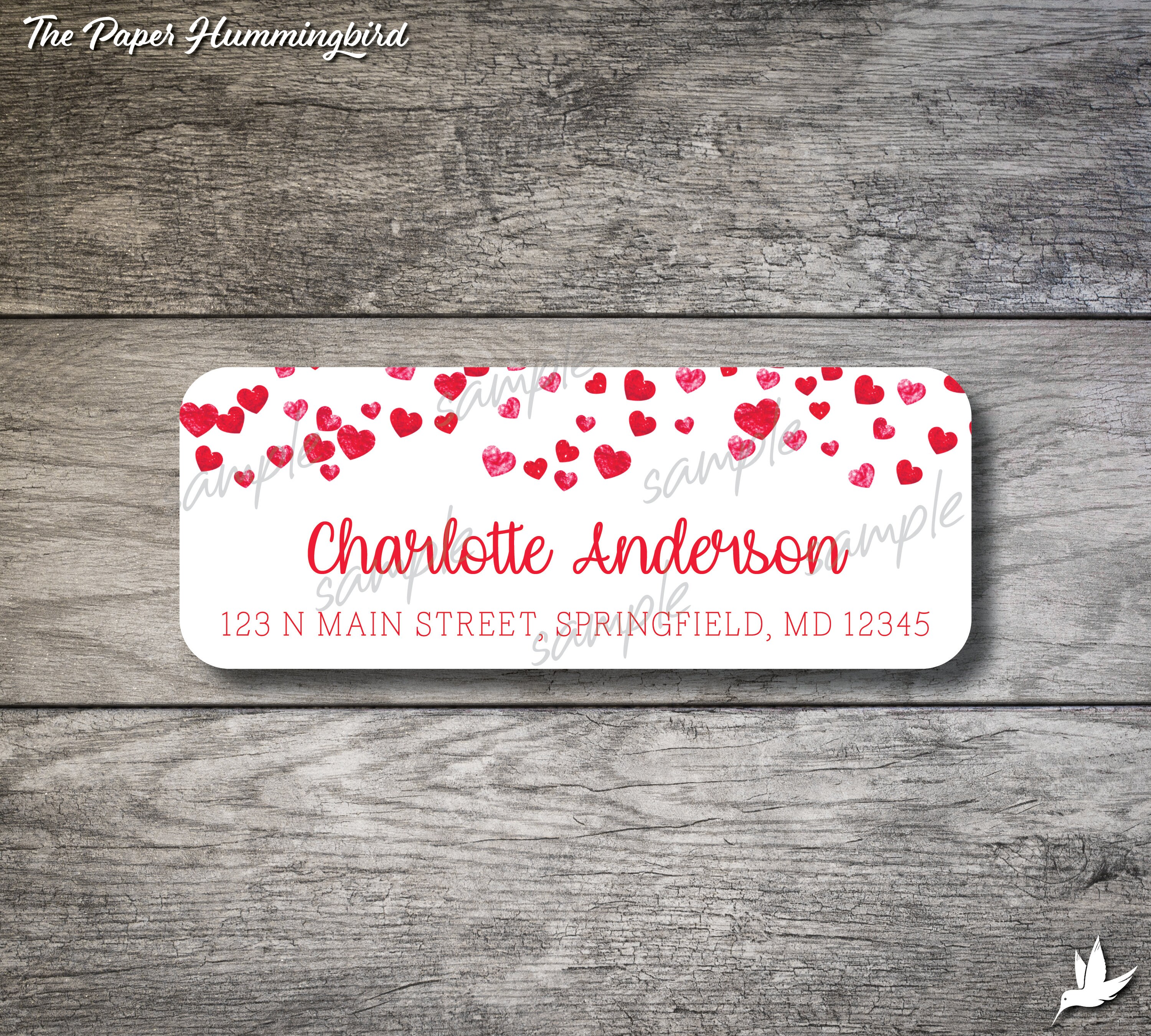 Heart Return Address Labels 001 Watercolor Valentines Label Etsy