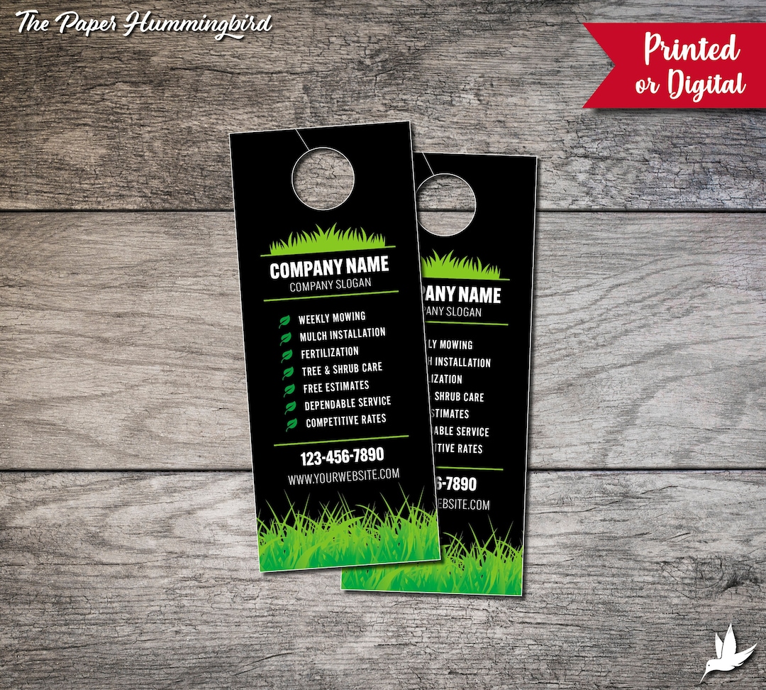 lawn-care-door-hangers-landscaping-card-personalized-door-etsy