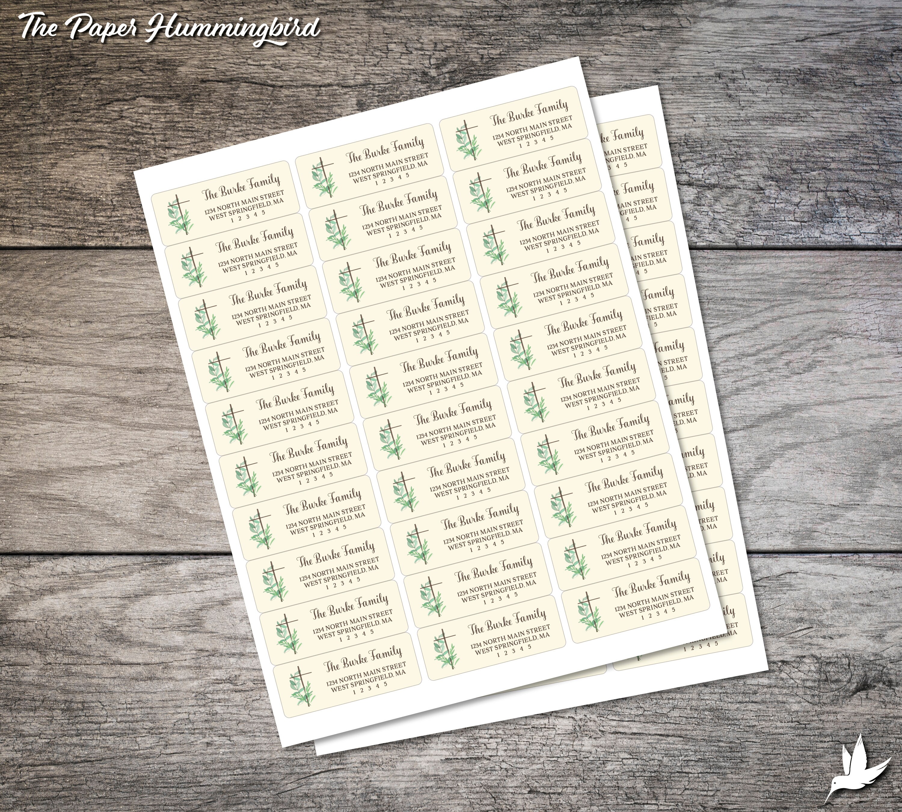 Floral Cross Return Address Labels 003 Easter Label Personalized ...