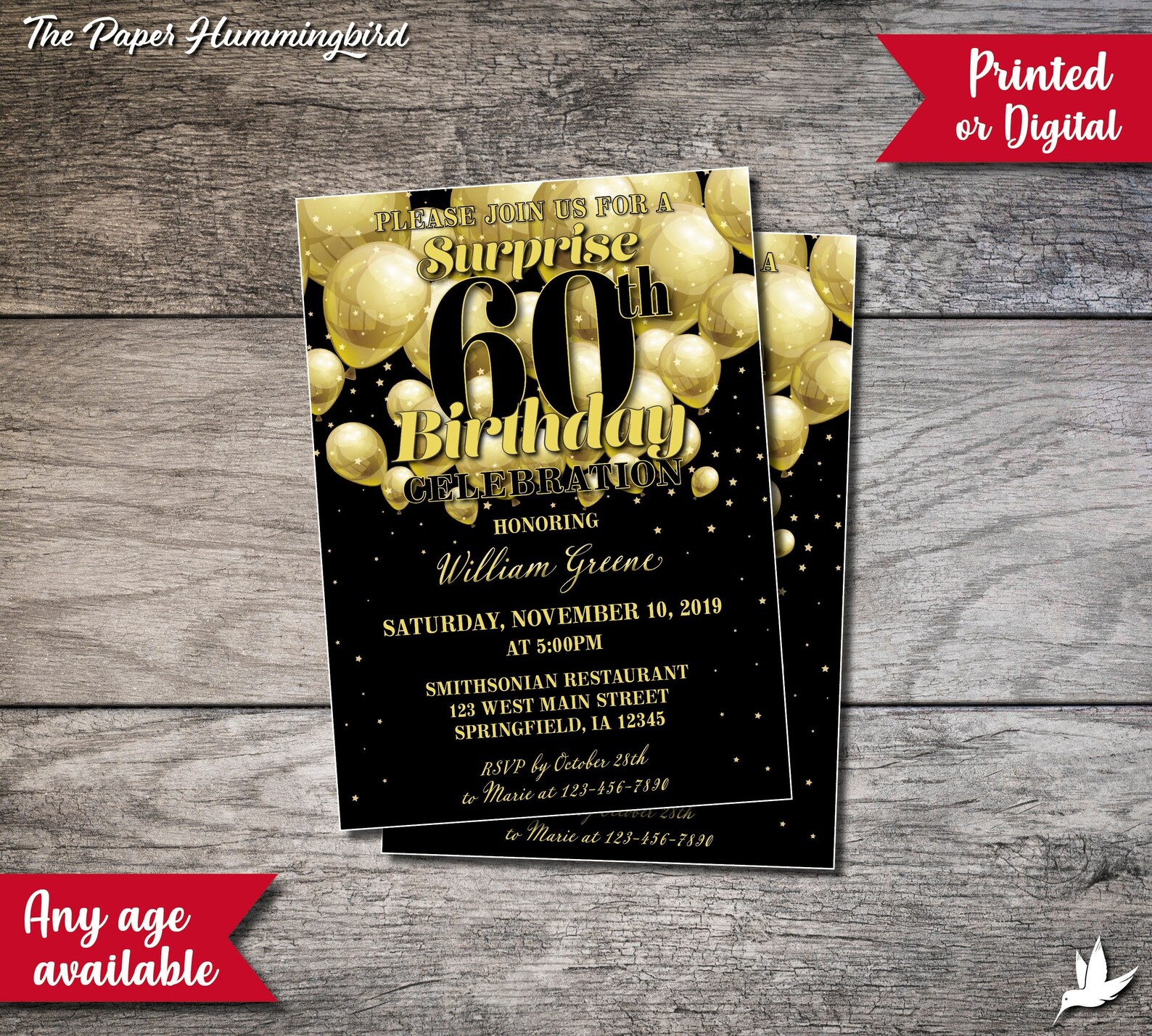 60th Surprise Birthday Invitation Surprise Birthday Invite - Etsy