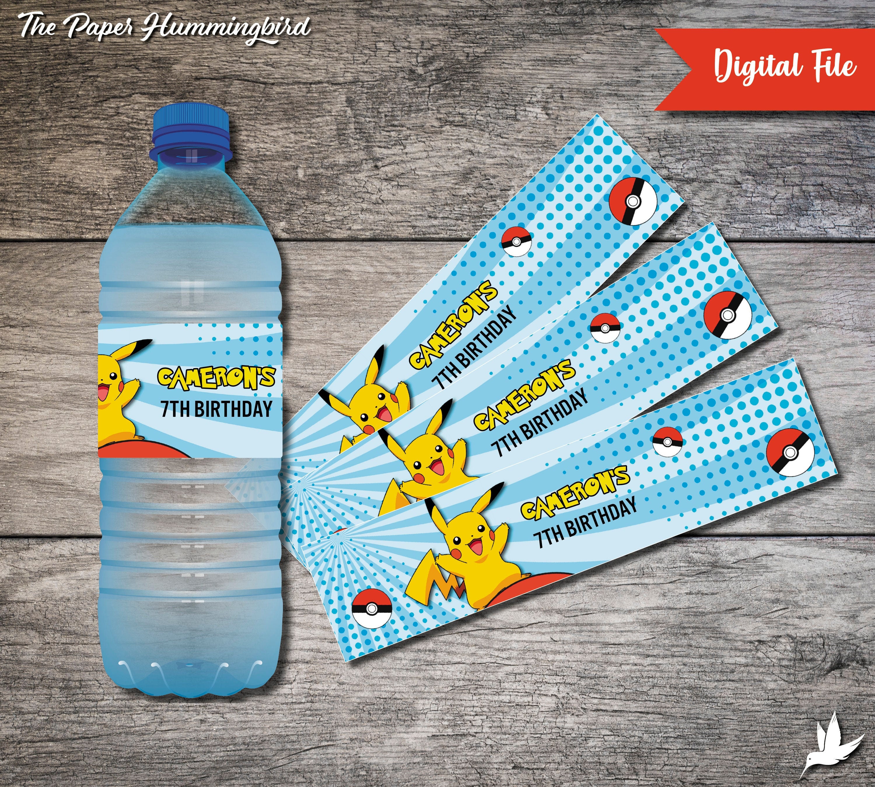Pokemon Water Bottle Labels Printable Pikachu Birthday | Etsy