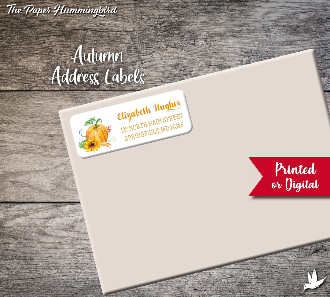 Autumn Return Address Labels, Fall Leaves Labels, Personalized Pumpkin ...