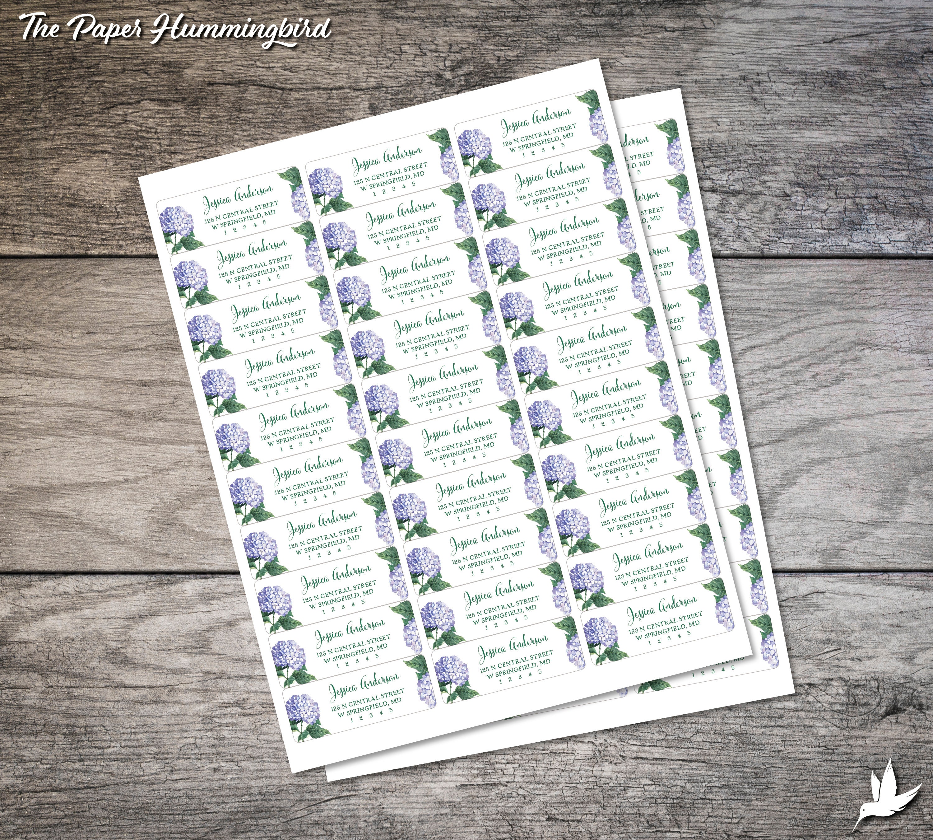Hydrangea Label Hydrangea Return Address Labels 001 Spring Flowers Label Personalized ...