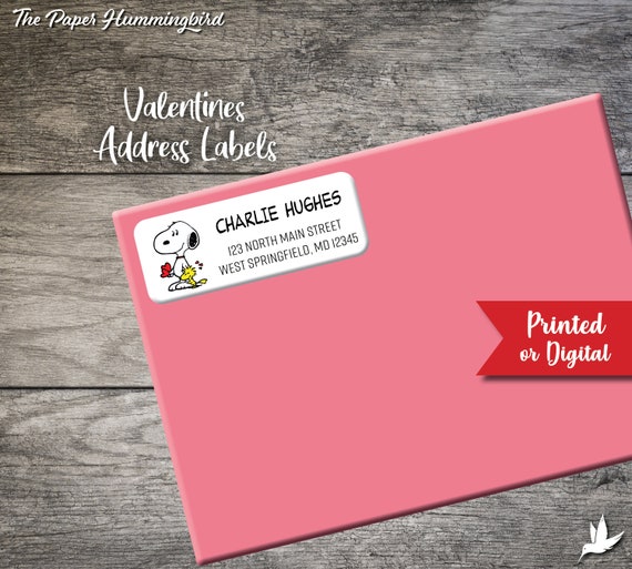 Snoopy Return Address Labels Peanuts Valentines Label - Etsy
