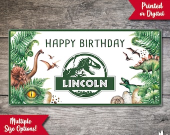 Jurassic World Birthday Banner Jurassic Park Birthday Banner Happy Birthday Party Dinosaur Birthday Jurassic Vinyl Printed Party Sign