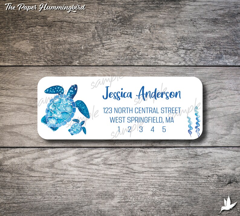 Sea Turtle Return Address Labels Ocean Watercolor Label Etsy