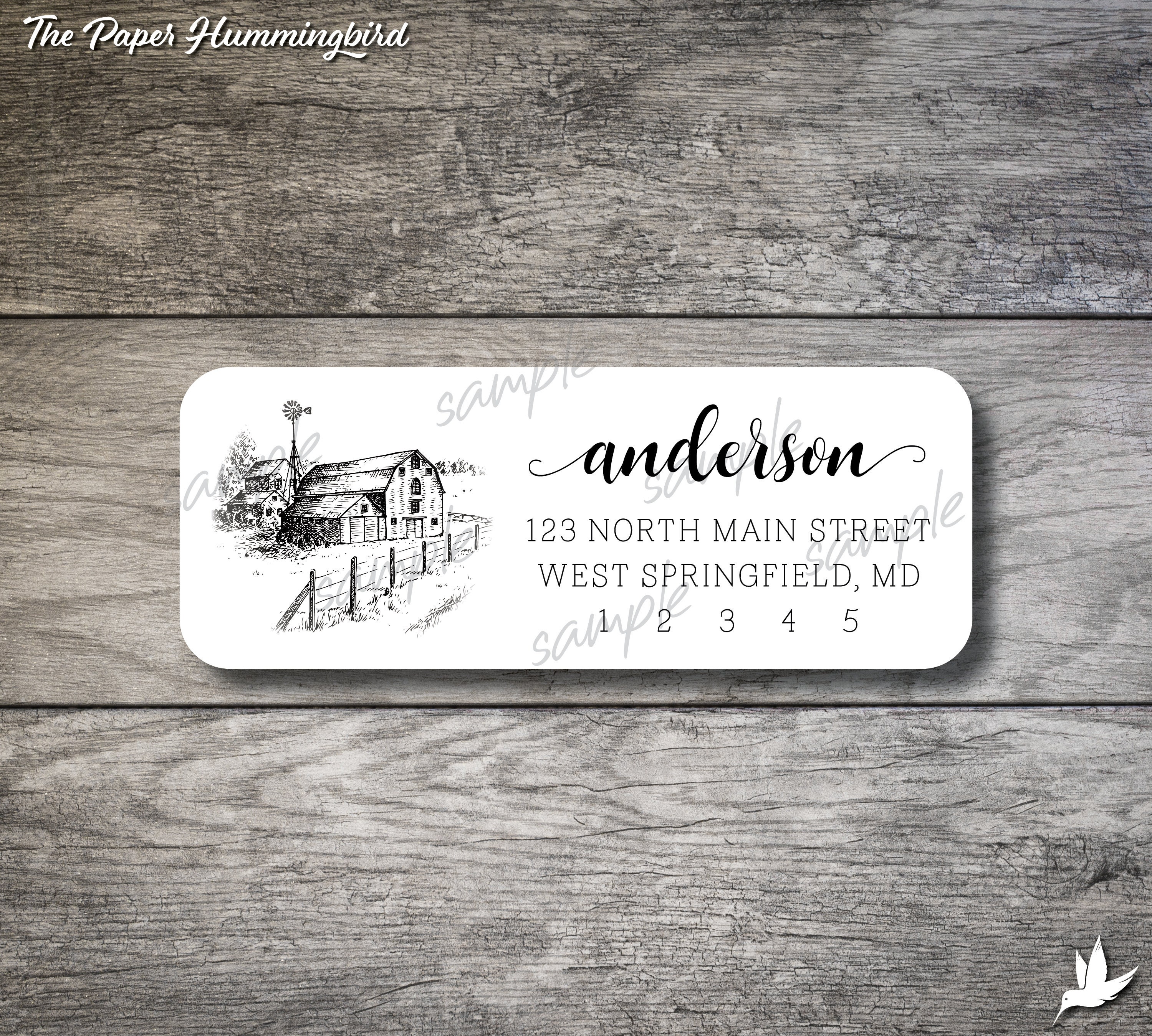 Rustic Address Lables Farmhouse Return Address Labels 001 Rustic Barn Label Personalized ...
