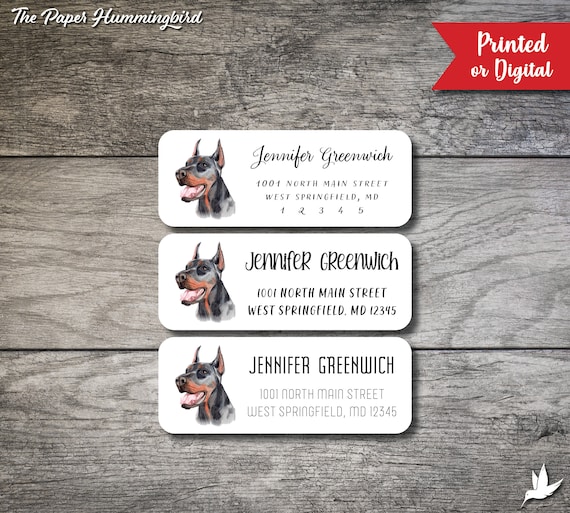 Doberman Pinscher Return Address Labels Dog Label Personalized Etsy