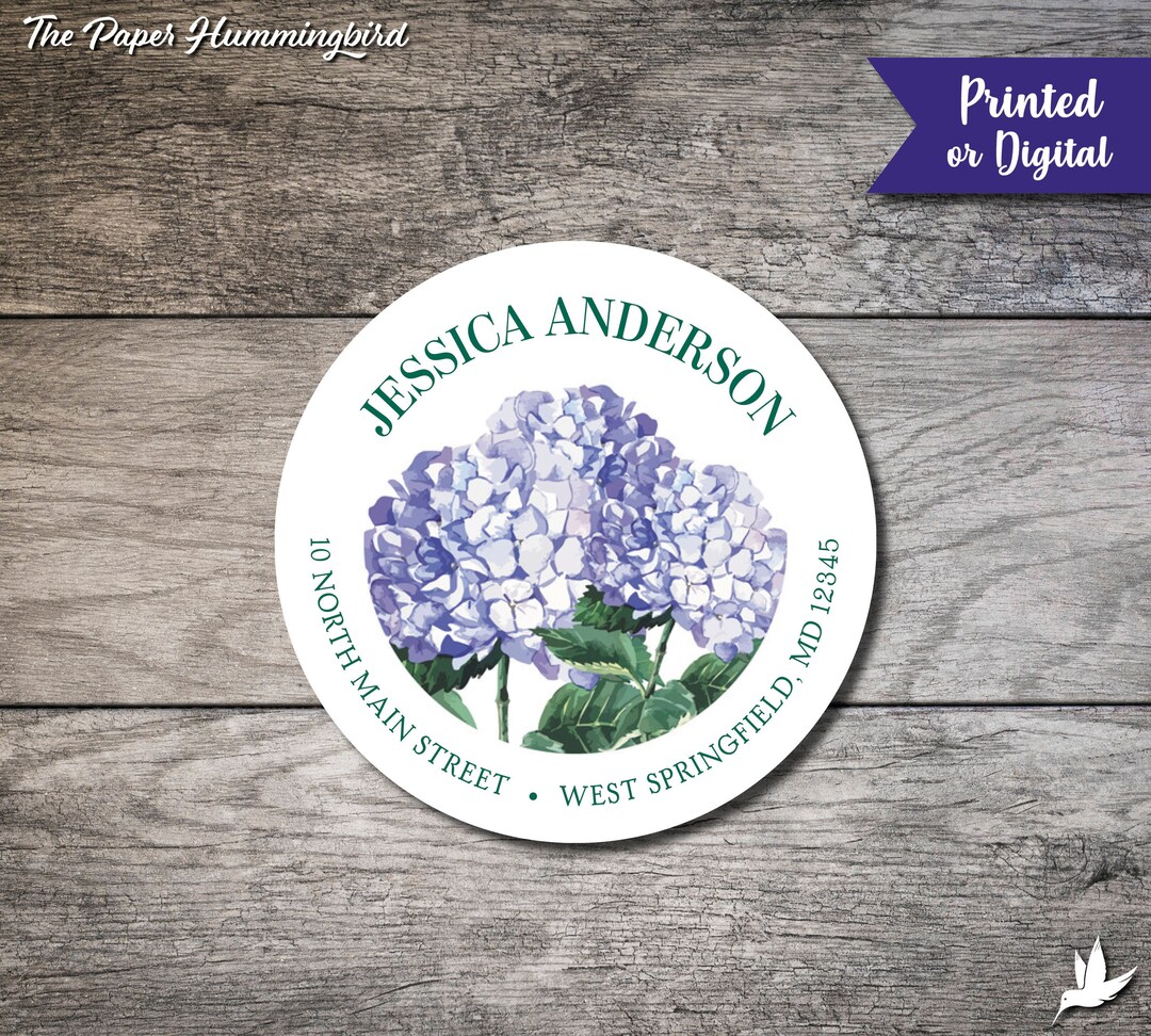 Hydrangea Label Hydrangea Return Address Labels 001 Spring Flowers Label Personalized ...