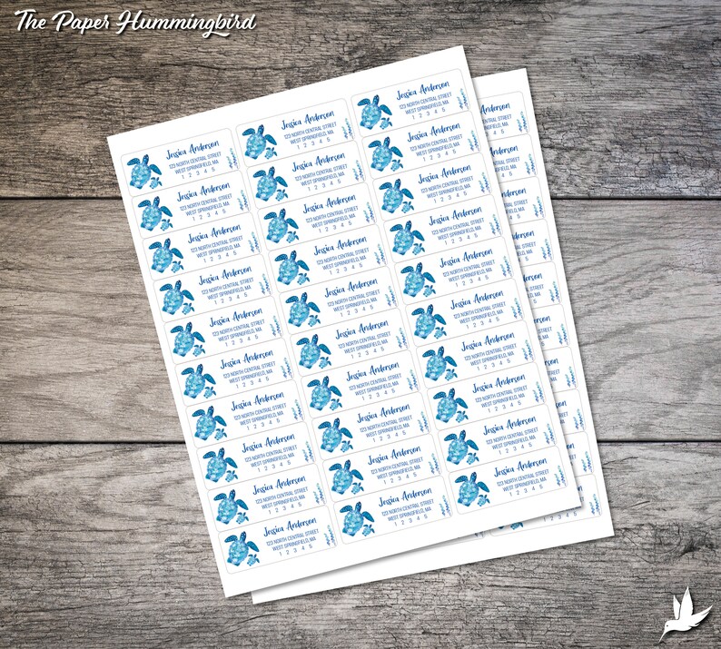 Sea Turtle Return Address Labels Ocean Watercolor Label Etsy