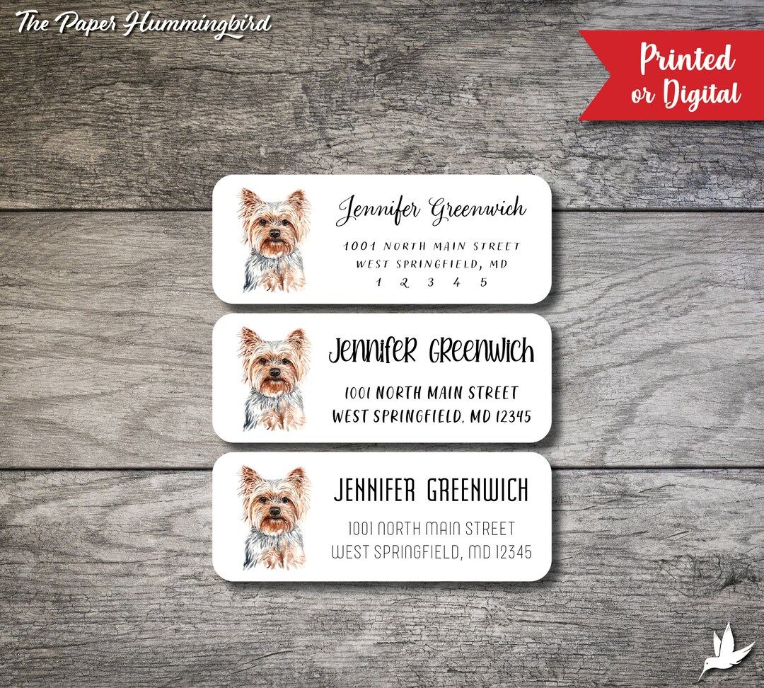 Yorkshire Terrier Return Address Labels, Dog Label Personalized Address