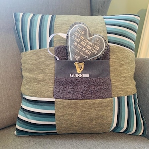 Personalised keepsake patchwork memory cushion with special message