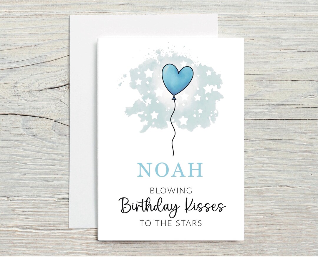Personalized Blue Balloon Birthday Card: Bereavement Card - Etsy UK