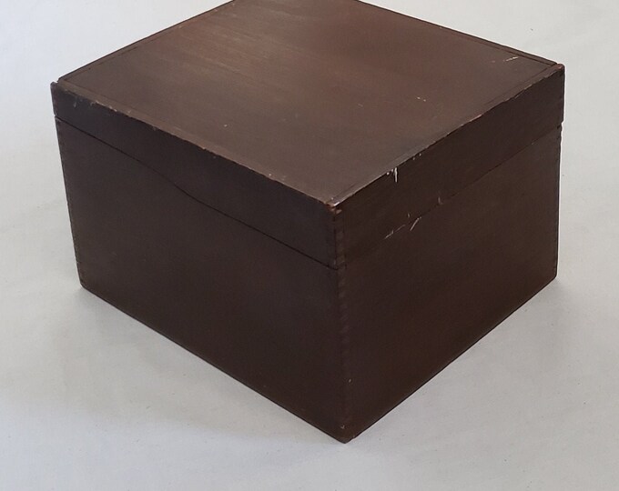 Wood File Box With Hinged Lid Vintage Wood Recipe Holder With Etsy