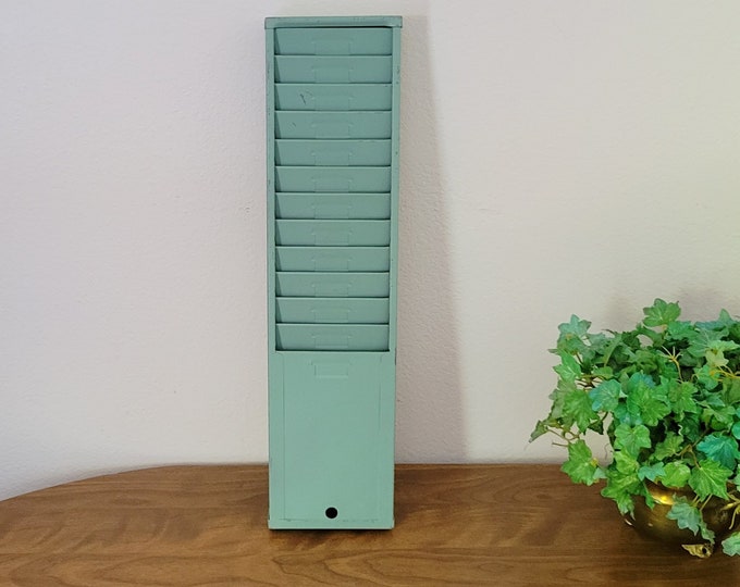 Metal Time Card Rack Vintage Green Industrial Décor Etsy
