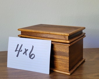 Wood Box with Hinged Lid, Small Vintage Wooden Storage Container Holds 4x6 Index Cards