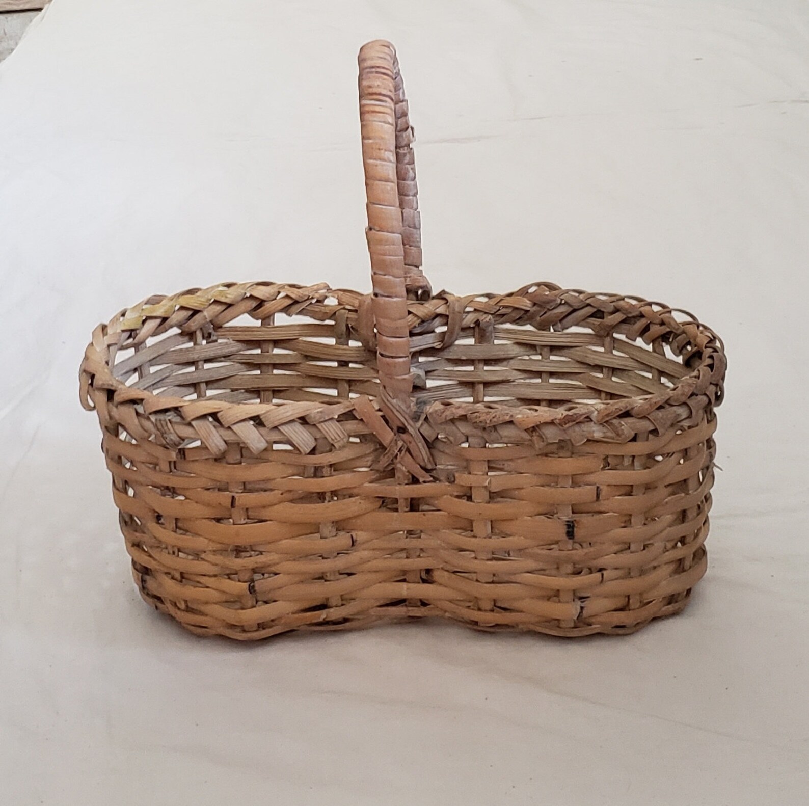Curved Wicker Basket with Arched Handle Hourglass Shaped Etsy