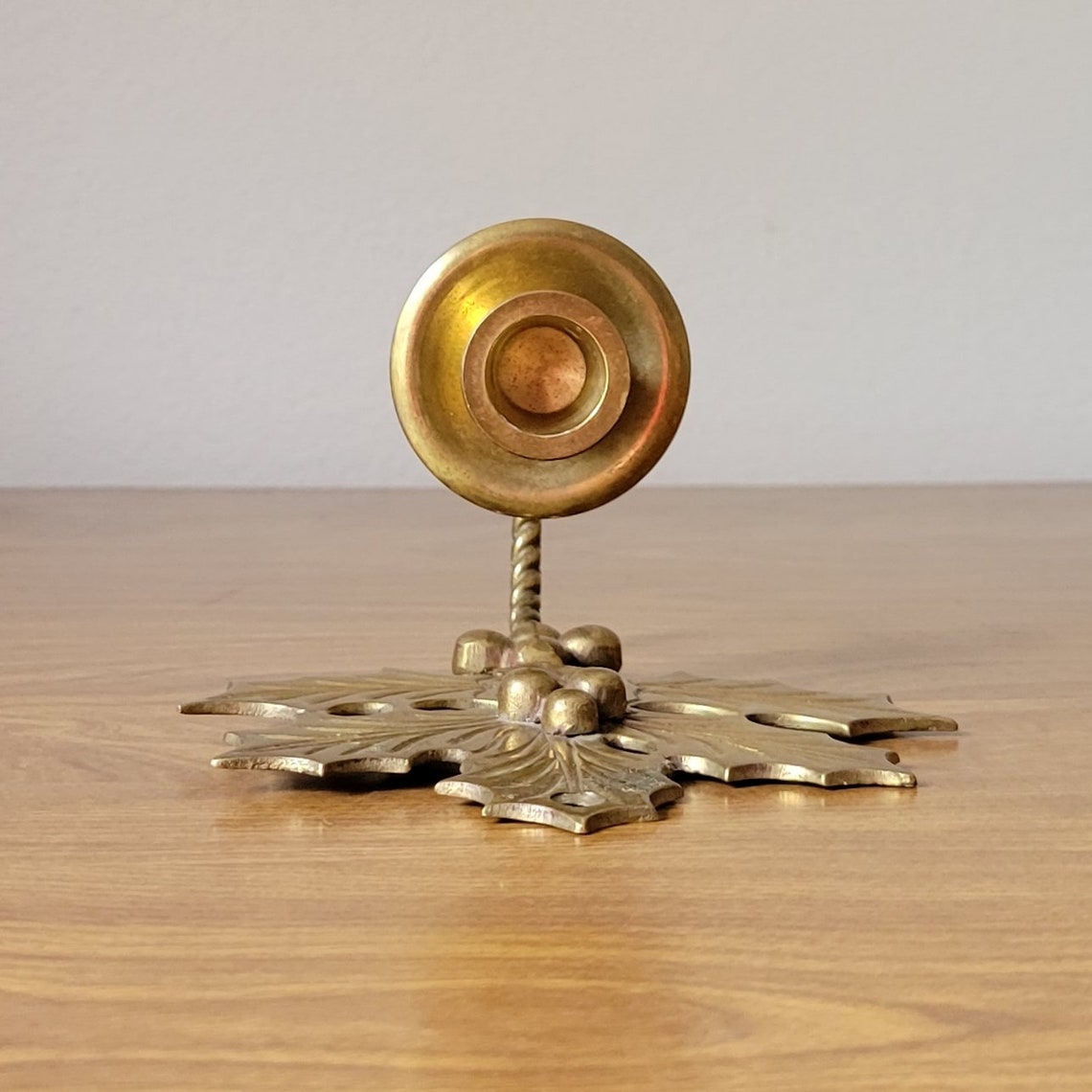 Brass Wall Candlestick Holder Vintage Wall Mounted Holly Etsy