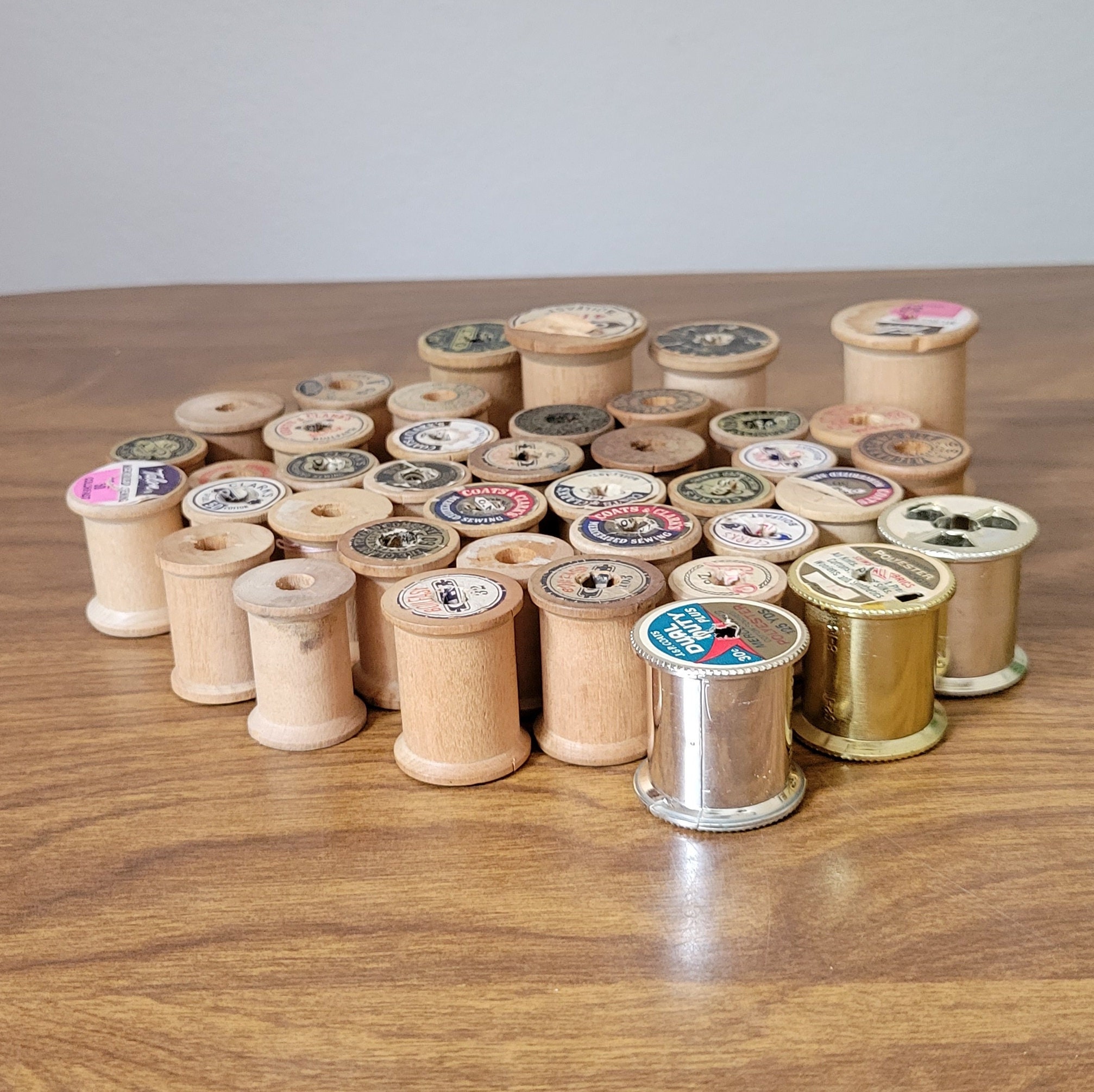 Wooden Thread Spools Vintage Wood Spools Quantity 37 - Etsy