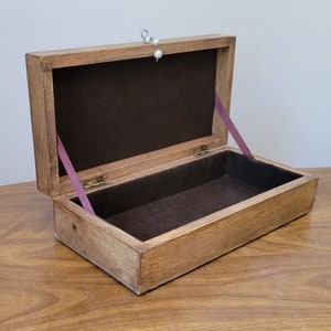 Rectangle Wood Box with Fabric and Metal Flowers, Trinket Box