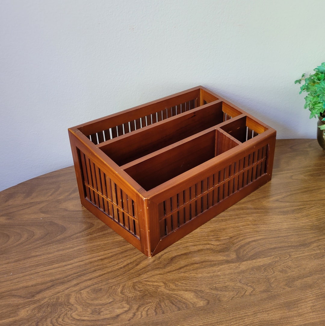 Vintage Wood Desk Organizer 3 Tier Sectioned 4 Slot Large Etsy