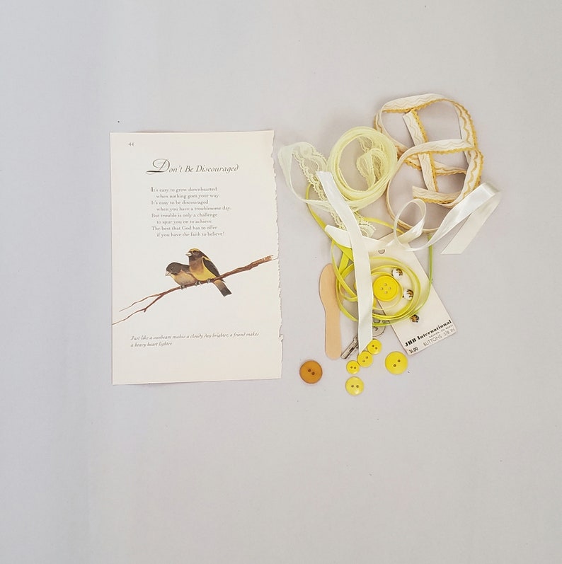 Junk Journaling Supplies Vintage Photo Yellow Fabric and Lace Scraps