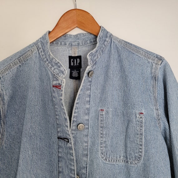 Denim GAP Jacket, Vintage Hickory Stripe Ladies J… - image 7