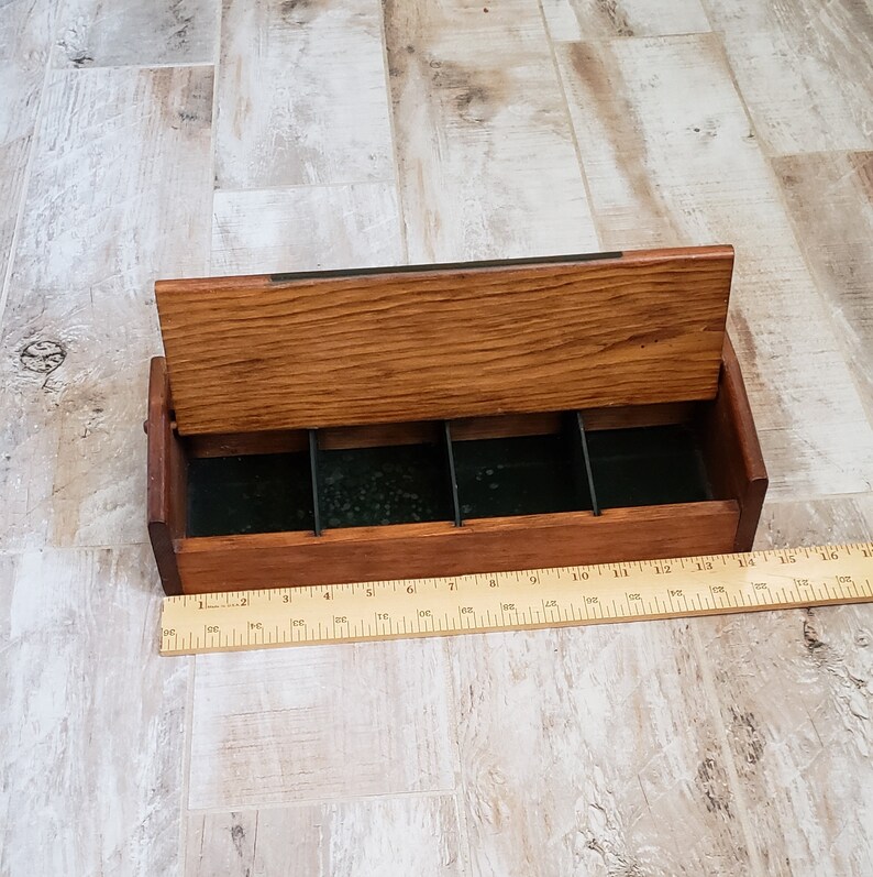 Divided Wood Box with Lid Vintage 4 Compartment Rectangle Etsy