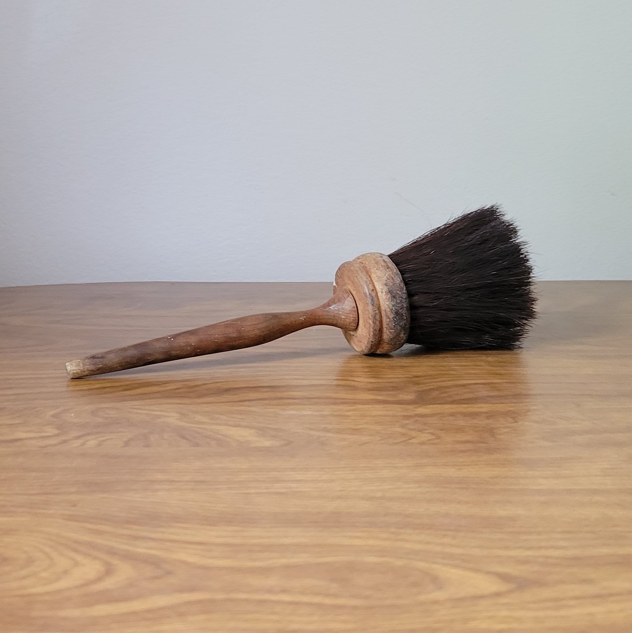Round Shaker Style Brush Wood Handle, Horse Hair Brush Farmhouse Decor 