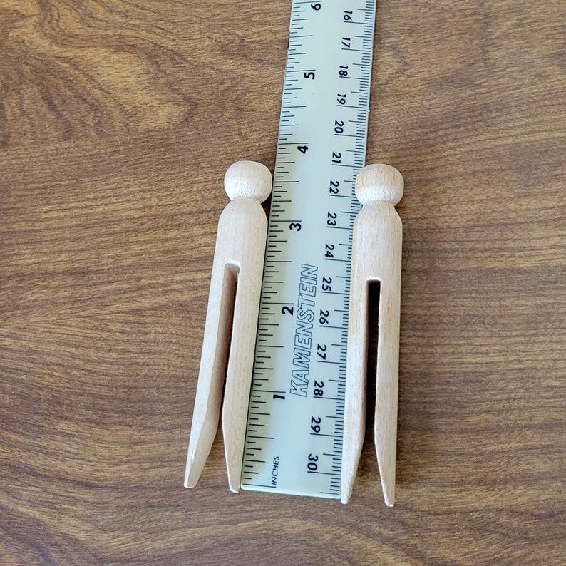 20 Slotted Wood Clothespins Round Wooden Traditional Clothes Etsy