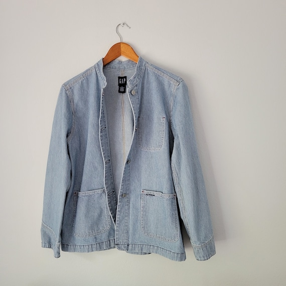 Denim GAP Jacket, Vintage Hickory Stripe Ladies J… - image 1