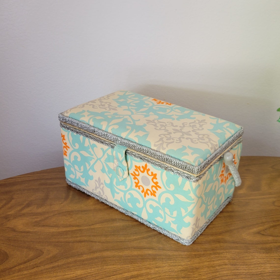 Vintage Small Sewing Box Padded Fabric Covered Sewing Storage Etsy