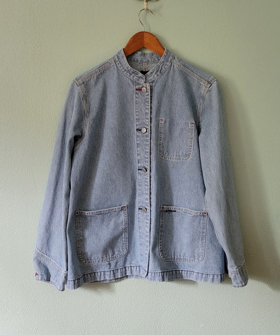 Denim GAP Jacket, Vintage Hickory Stripe Ladies J… - image 9