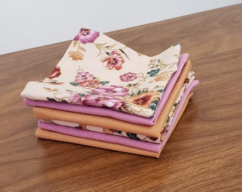 Floral Cloth Appetizer Napkins, Set of 6 Snack, Tea or Bento Napkins