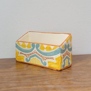 Vintage Rectangle Cachepot Ceramic Planter Signed