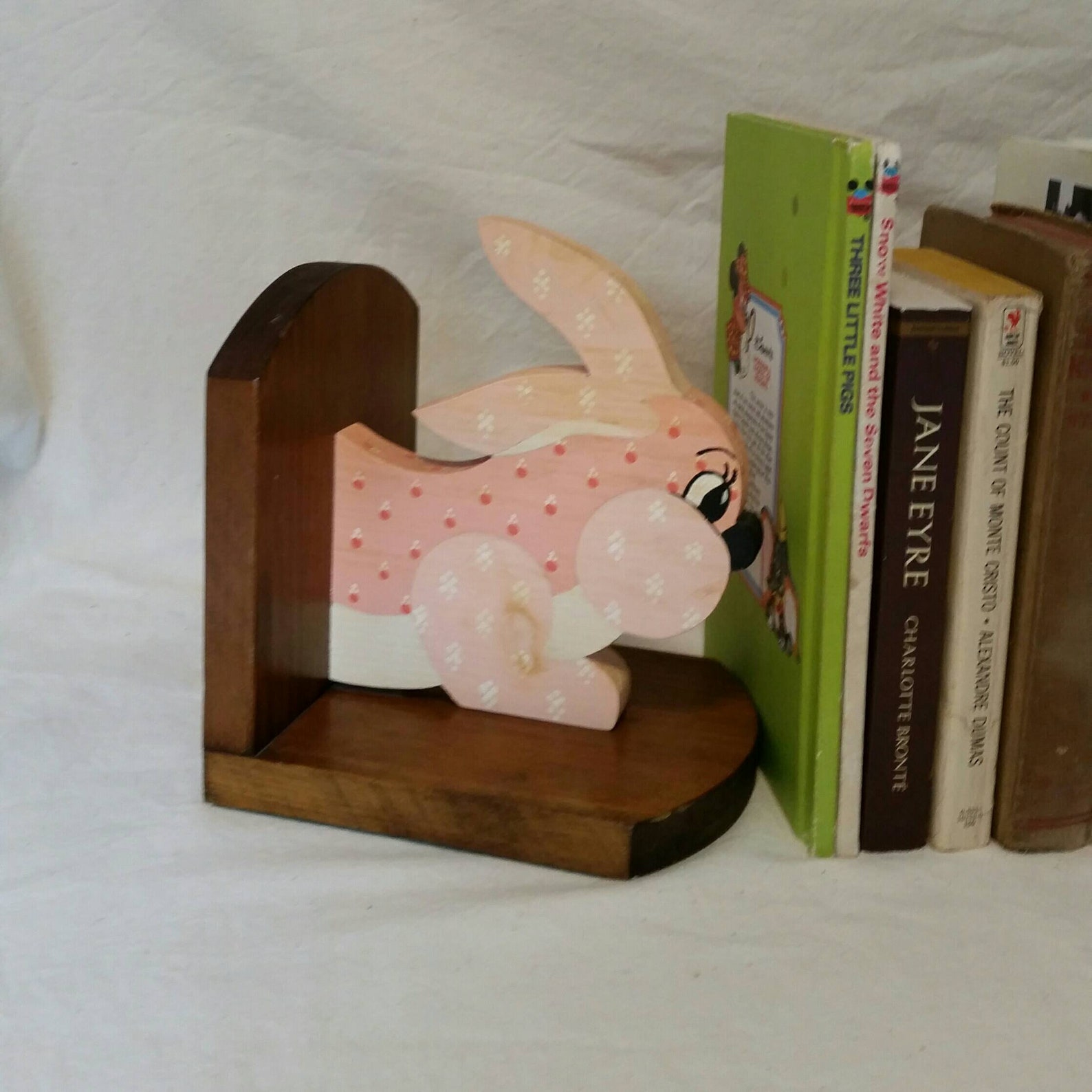 Wood Rabbit Bookends Vintage Bunny Baby Nursery Bookshelf Etsy
