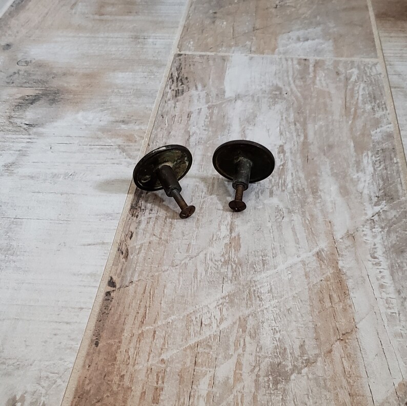 Metal Drawer Pulls Vintage Hardware 2 Small Round DIY Handles