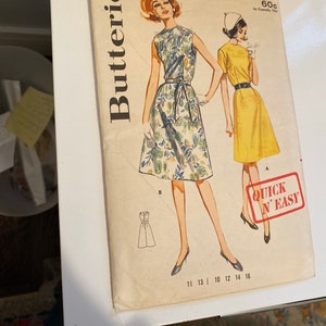 Uncut 1960’s Dress Butterick Sewing Pattern 2625 bust 31 Sz 10