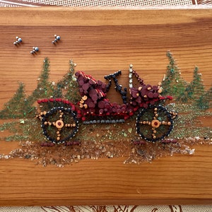 Vintage Wall Art Bicycle made of Nails on Wood 10” x 7.5” x 1”
