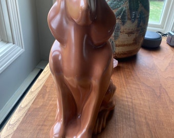 Hound Dog Ceramic Minimalist Seated Dog Statue 11 1/2” x 7”