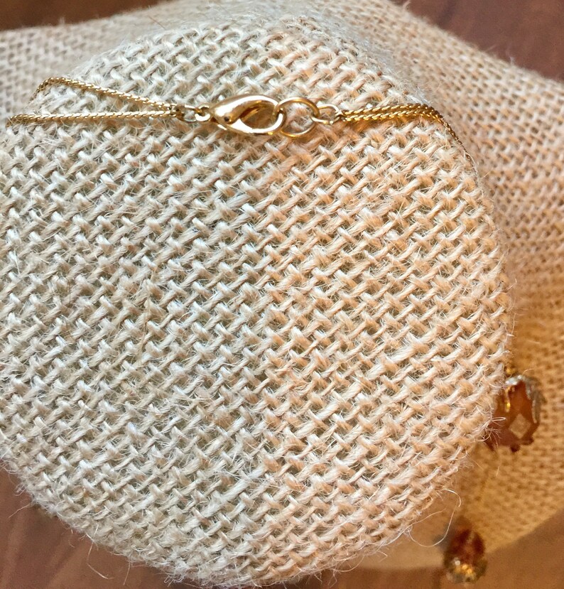 1960/'s Amber color Beads with gold color filigree beads necklace
